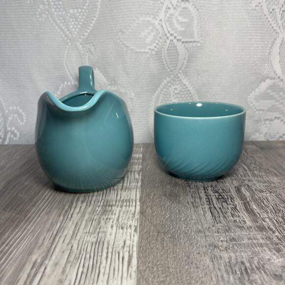 Mervyns Japan Gravy Boat Dish Teal Blue & Small Cup Mug Vintage - Picture 14 of 16